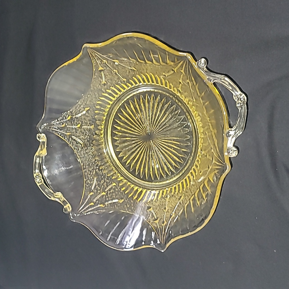Antique Large Fruit Bowl Dart Yellow by Lancaster Depression Glass